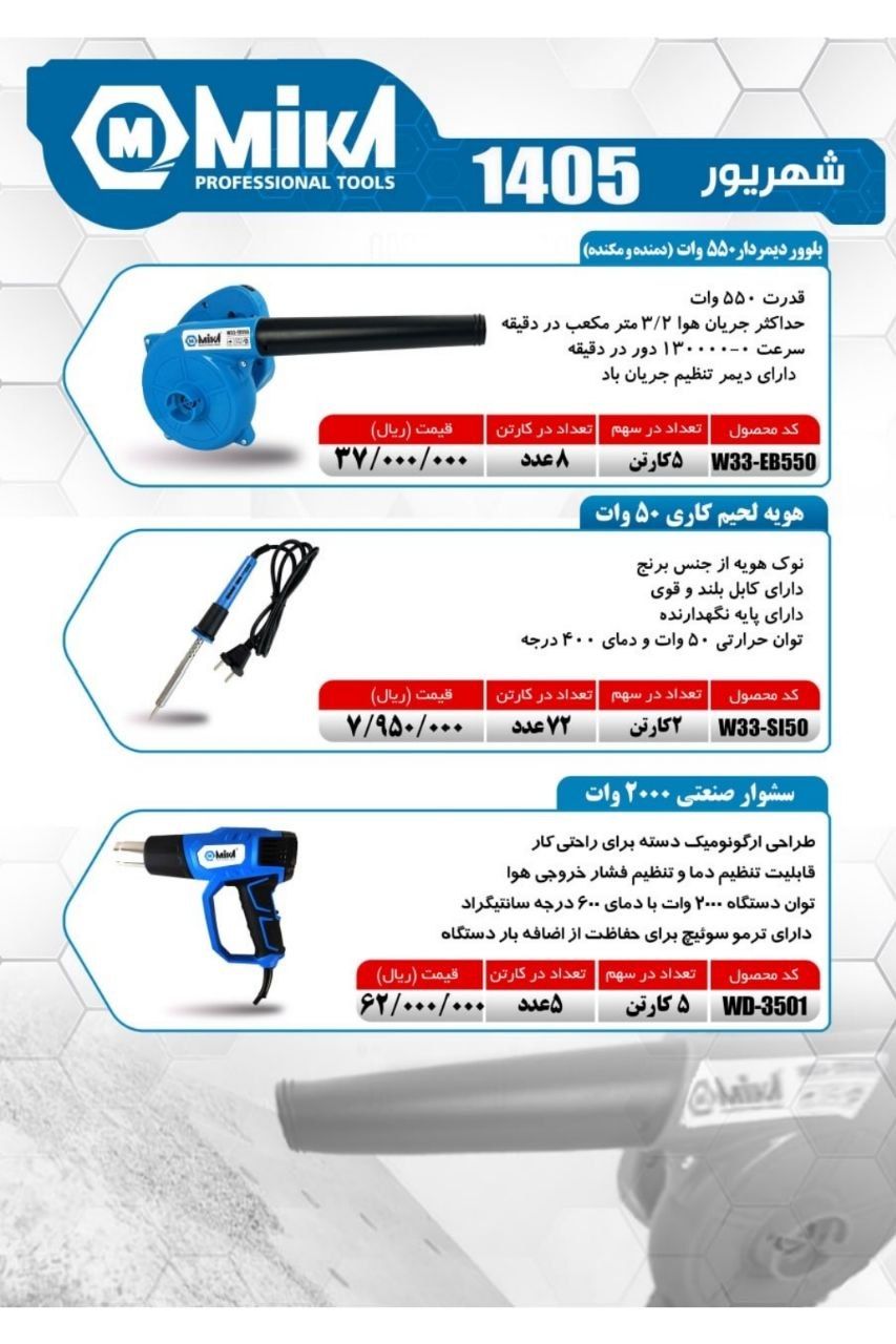 بلوور میکا 550وات دیمردار